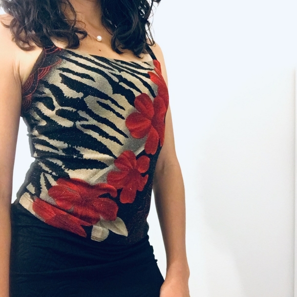 Charlotte Russe Tops - Beautiful animal print and red floral dressy tank.